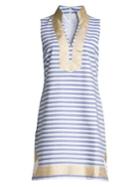 Eliza J Highneck Striped Ribbon-trimmed Shift Dress