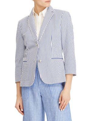 Lauren Ralph Lauren Striped Stretch-cotton Blazer