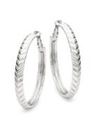 Design Lab 2-pair Coin Edge Silvertone Hoop Earrings