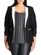 City Chic Plus Colorblocked Open-front Jacket