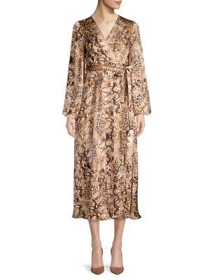 Cooper St Snakeskin-print Midi Wrap Dress