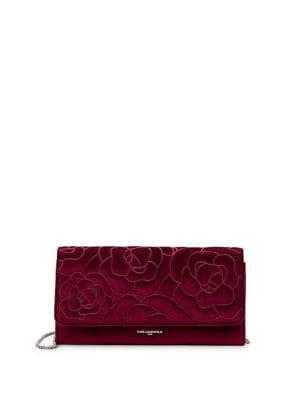Karl Lagerfeld Paris Floral Velvet Clutch