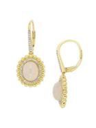 Sonatina 14k Yellow Gold Oval-cut Opal & Diamond Halo Earrings