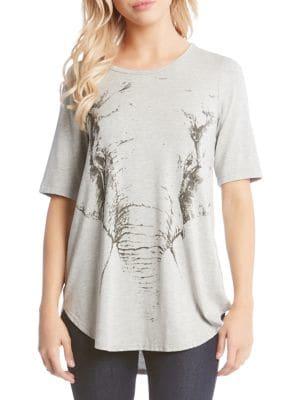 Karen Kane Elephant-print Jersey Tee