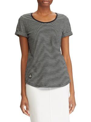 Lauren Ralph Lauren Striped Logo Patch Cotton Tee