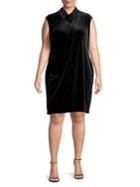 Calvin Klein Plus Cowl Neck Velvet Shift Dress