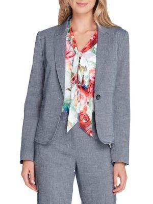 Tahari Arthur S. Levine Chambray Notch Collar Jacket