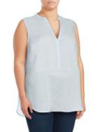 Vince Camuto Plus Sleeveless Linen Henley