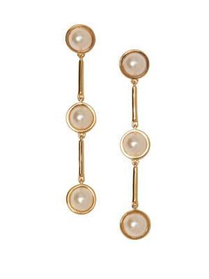 Vince Camuto Faux Pearl Linear Drop Earrings