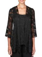 Alex Evenings Plus Two-piece Embellished Burnout Jacket & Scoopneck Tank Set