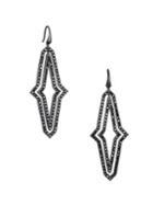 Karl Lagerfeld Black Deco Long Concentric Swarovski Crystal Drop Earrings