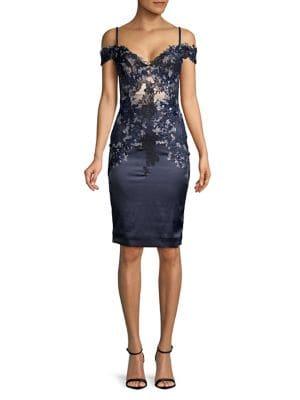 Mandalay Cold-shoulder Lace Sheath Dress
