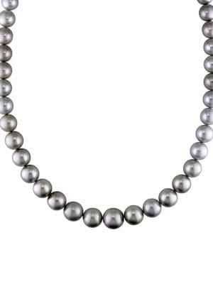 Sonatina 14k White Gold & 9-12.5mm Silver Tahitian Graduated Pearl Strand Necklace