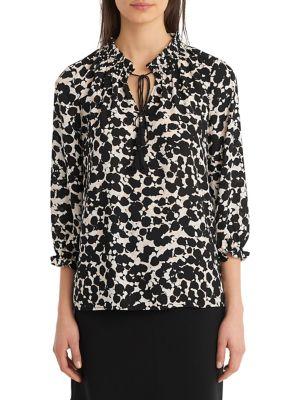 Karl Lagerfeld Paris Printed Tie-neck Blouse