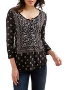 Lucky Brand Printed Quarter-sleeve Henley