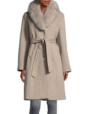 Sofia Cashmere Dyed Fox Fur-trimmed Wrap Coat