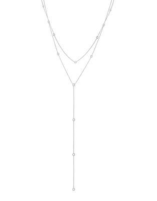 Crislu Dby Silhouette Adjustable Layered Crystal, Sterling Silver And Platinum Y-necklace