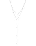 Crislu Dby Silhouette Adjustable Layered Crystal, Sterling Silver And Platinum Y-necklace