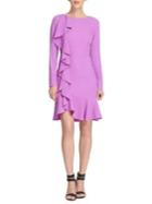 Donna Karan Long-sleeve Ruffled Sheath Dress