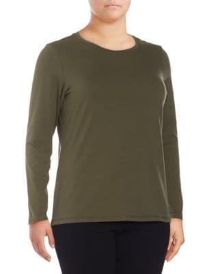 Lord & Taylor Plus Long-sleeve Essential Crew Neck Tee