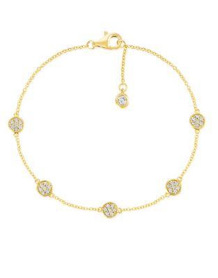 Crislu Sugar Drops Geometric Pave Crystal And Sterling Silver Bracelet