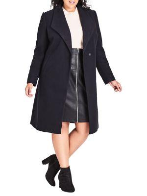 City Chic Plus Long Lapel Wrap Coat