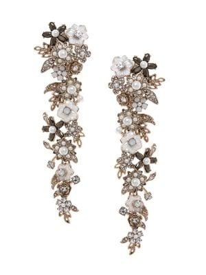 Marchesa Goldtone, Mother Of Pearl & Crystal Drop Earrings