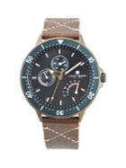 Lucky Brand Dillon Cross Stitch Stainless Steel & Leather-strap Watch