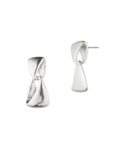 Anne Klein Silvertone Fold-over Earrings