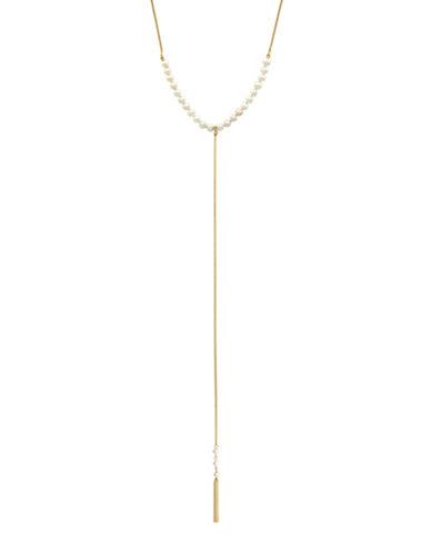 Cole Haan White Pearl And 10k Gold-plated Y-necklace