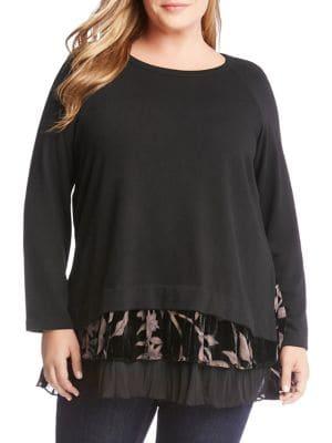 Karen Kane Plus Burnout Velvet Inset Sweater