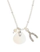 Lonna & Lilly 4mm Faux Pearl And Semi-precious Reconstituted October Birthstone Charm Necklace