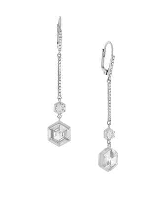 Etienne Aigner Hexagon Crystal Linear Drop Earrings