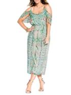 City Chic Plus Bucharest Cold-shoulder Jumpsuit