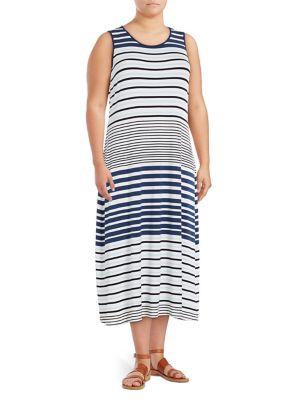 Vince Camuto Plus Poolside Striped Midi Dress