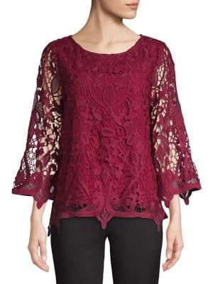 Imnyc Isaac Mizrahi Floral Lace Wide-sleeve Blouse