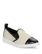 Karl Lagerfeld Paris Leather-trimmed Canvas Loafers