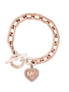 Michael Kors Logo Heart Charm Pave Toggle Bracelet