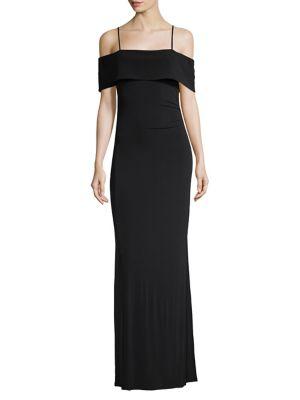 Laundry By Shelli Segal Jersey Portrait Collar Gown