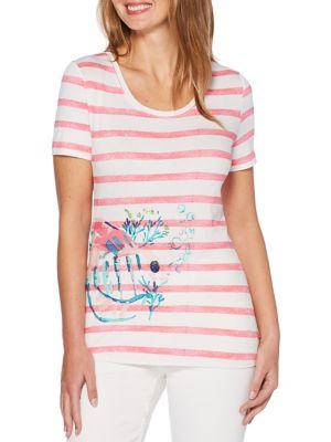 Rafaella Striped Short-sleeve Tee