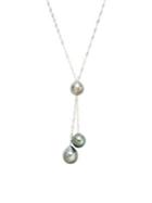 Lord & Taylor 925 Sterling Silver, 10-11mm Grey & Black Tahitian Pearl Lariat Necklace