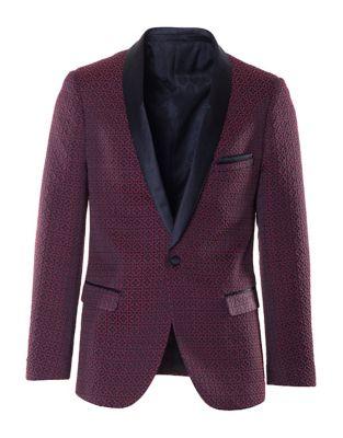 Paisley And Gray Slim-tailored Jacquard Suit Jacket