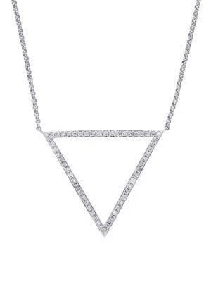 Effy Geo Diamond And 14k White Triangle Pendant Necklace