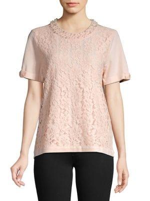 Karl Lagerfeld Paris Embellished Lace Top