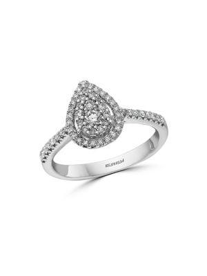 Effy 14k White Gold & Diamond Pear Halo Channel Ring