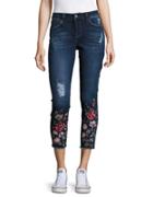 Kensie Jeans Embroidered Skinny Cropped Jeans