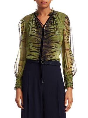 Elie Tahari Zeina Printed Chiffon Blouse