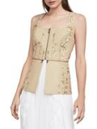 Bcbgmaxazria Floral Embroidered Faux-leather Top