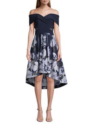 Xscape Floral Off-the-shoulder Fit-&-flare Dress