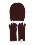Ugg Two-piece Rib-knit Hat And Gloves Set